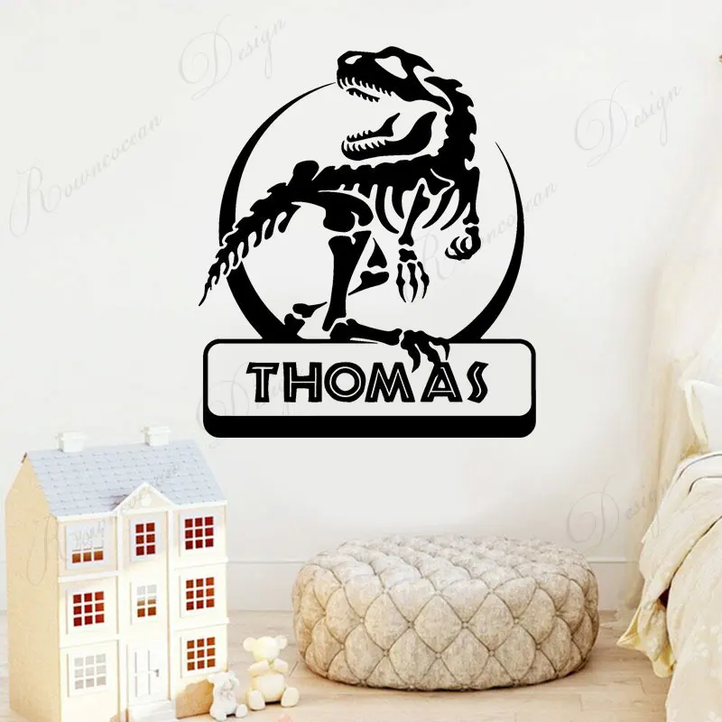 Custom Name Dinosaur Wall Decal for Boys Room Kids Personalized