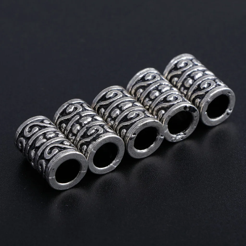 5Pcs Norse Vikings Beads Hair Tube Beads Dreadlocks for Beards Hair Paracord Pendants & Bracelets DIY