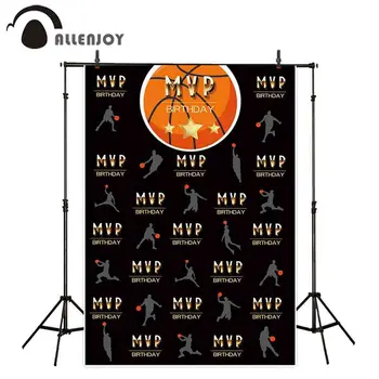 

Allenjoy Boy Background Cloth Basketball Star Playing Ball Shadow Chalkboard Sports Game Party Curtains MVP Birthday Wallpapers