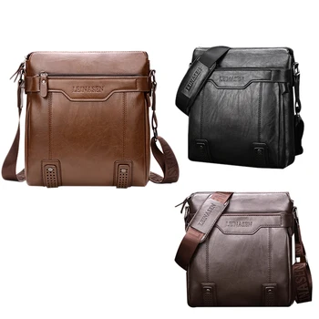 

LJL-LEINASEN Men's Shoulder Bag New Simple Zipper Leather Crossbody Bag Vertical Solid Color Crossbody Bag
