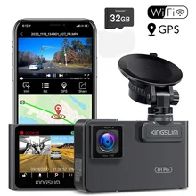 Kingslim Full HD 1080P podwójny obiektyw kamera samochodowa 2.5K Wifi Dash Cam z aplikacją GPS podwójny wideorejestrator wideorejestrator samochodowy w zestawie karta 32GB