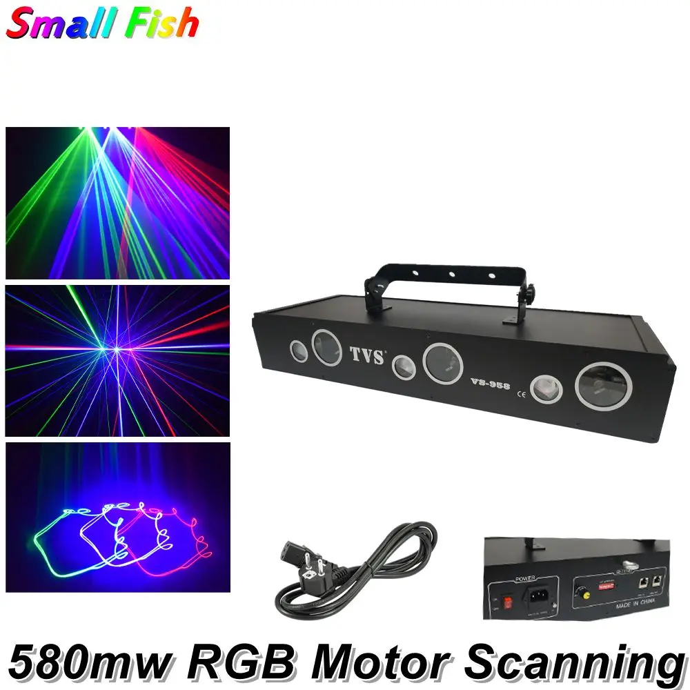 

580mw RGB Laser Projector Motor Scanning Laser Beam Professional Stage Lighting Effect DMX 512 Scanner DJ Disco Party Lasershow