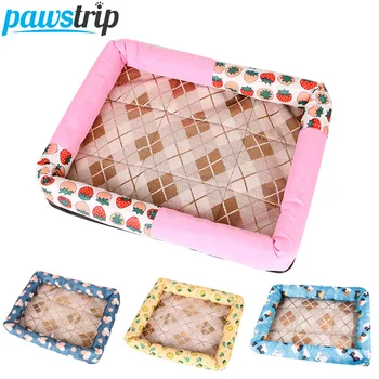 

S-XL Cooling Dog Bed Summer Dog Mat Ice Pad Small Dog Mats For Dogs Puppy Cushion Ice Silk Pet Beds For Dogs Cats cama perro