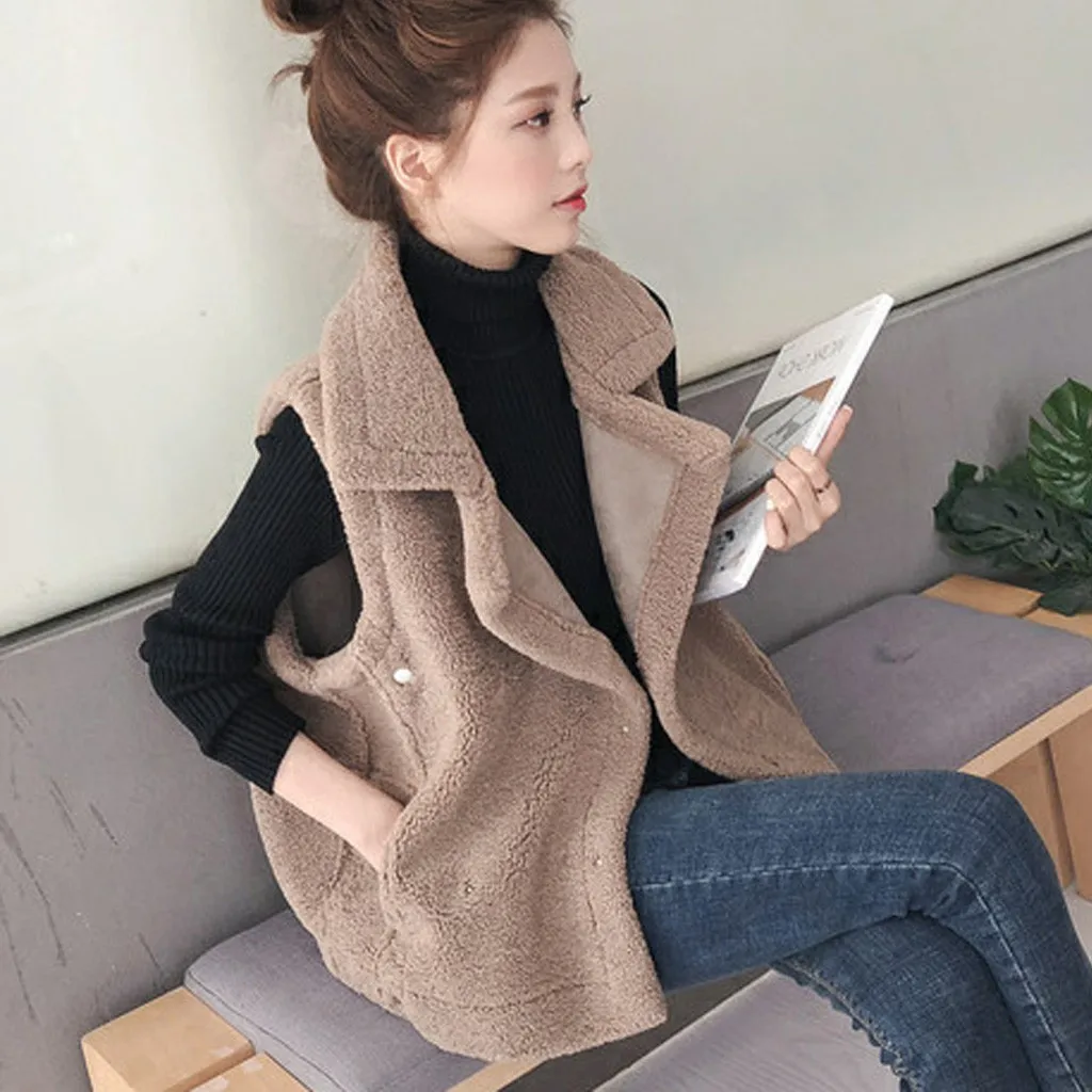 Women Vest V Outerwear Sleeveless Jackets Turn-Down Collar Cotton-padded Coats high quality dropshiping W1101
