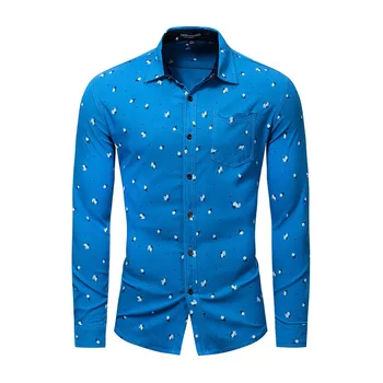 

Men Fashion Shirt Men 2018 New Large Size Men's Cotton Long-sleeved Floral Elastic Shirt Men's Clothing