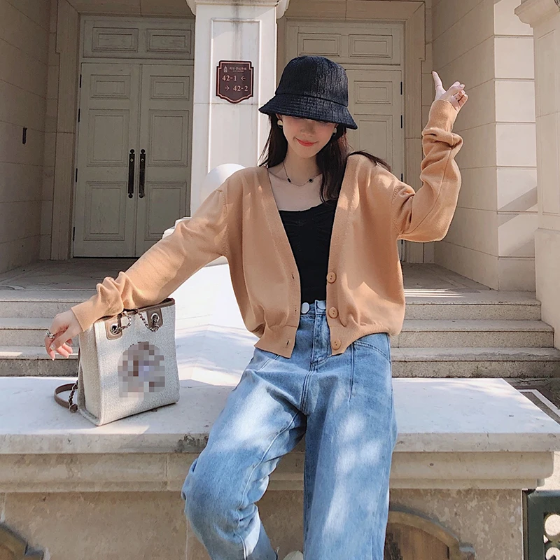 

MISHOW 2019 Autumn Sweety Knit Cardigan Women Causal Soild Long Sleeves Single-breasted Short Knit Coat MX19C5239