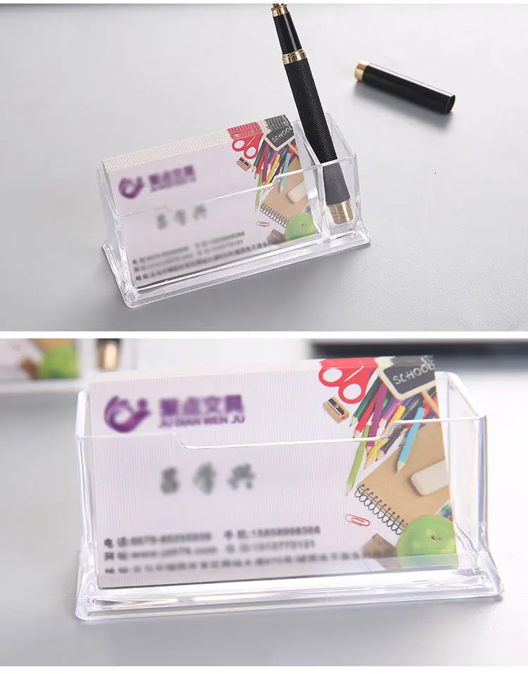 Oude Desktop Business Card Holder Box Acrylic Transparent Office Stationery Business Affairs Gift 2 Styles For Choice