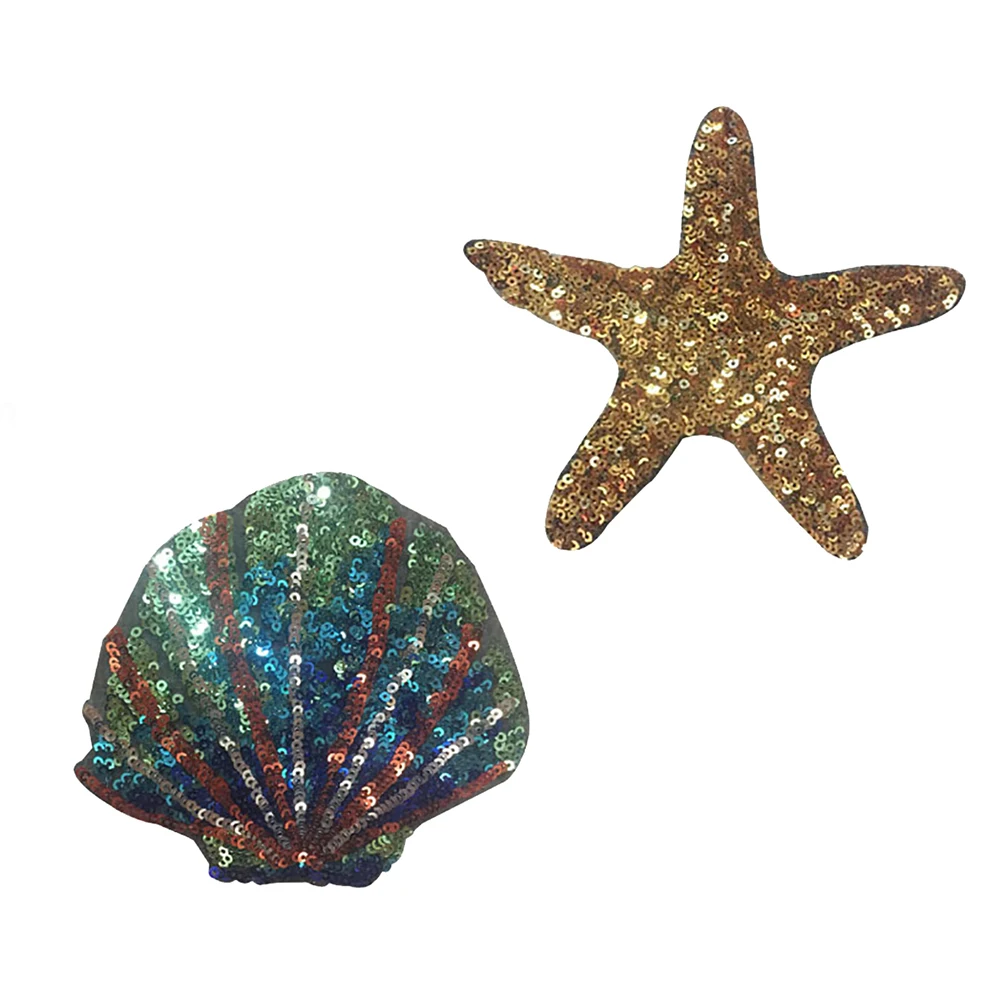 

Lychee Life Sea Shells Embroidered Patches Sequin Patches Supplies Handmade Sewing On Clothes Bags Accessories