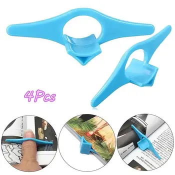 

4PCS Multifunction Finger Ring Reading Assistant Book Support Portable Thumb Book Marker Bookmarks Page Holder Blue