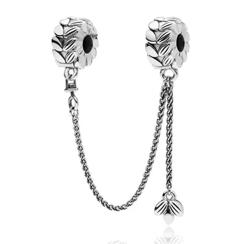 

100% 925 Sterling Silver Silver Wheat Ear Safety Chain Fit Pandora Women Bracelet & Necklace Diy Jewelry
