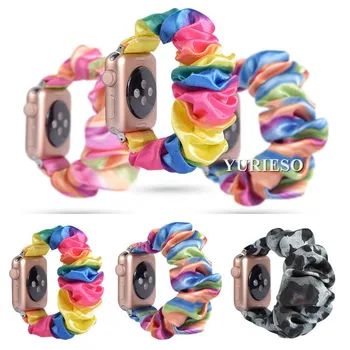 

Floral scrunchie watchband leopard/solid color/ stripe scrunchie cloth fashion wrist band 38m 40mm 42mm 44mm for iwatch 4/3/2/1