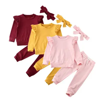 

0-24M Sports Clothes Set for Newborns 2019 New Baby Girl Clothes Sweatshirt Top Pants Infant Outfits Sets Tracksuit