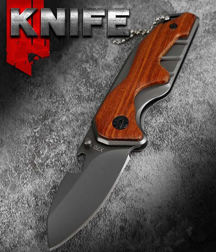 Охотничий складной нож с лезвием из стали и древесной ручкой 55HRC | Инструменты