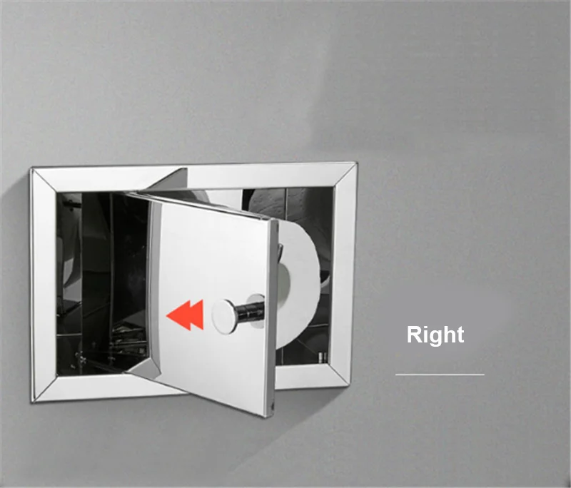 Stainless Steel Chrome Polish Brushed Nickel Concealed Bathroom Toilet Roll Paper Holder Creative Tissue Box In Wall
