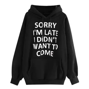 

Women's Fashion Hoodies with Pocket Round Neck Long Sleeve Letter Print Loose Casual Hooded Sweatshirt M-3XL