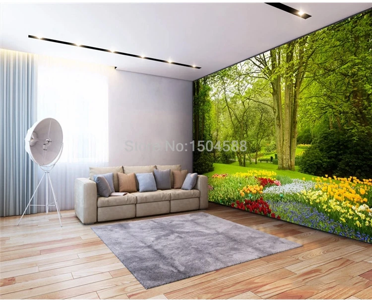 Custom Mural Wallpaper 3D Green Forest Landscape Wall Painting Living Room TV Sofa Background Wall Decor Papel De Parede Sala 3D