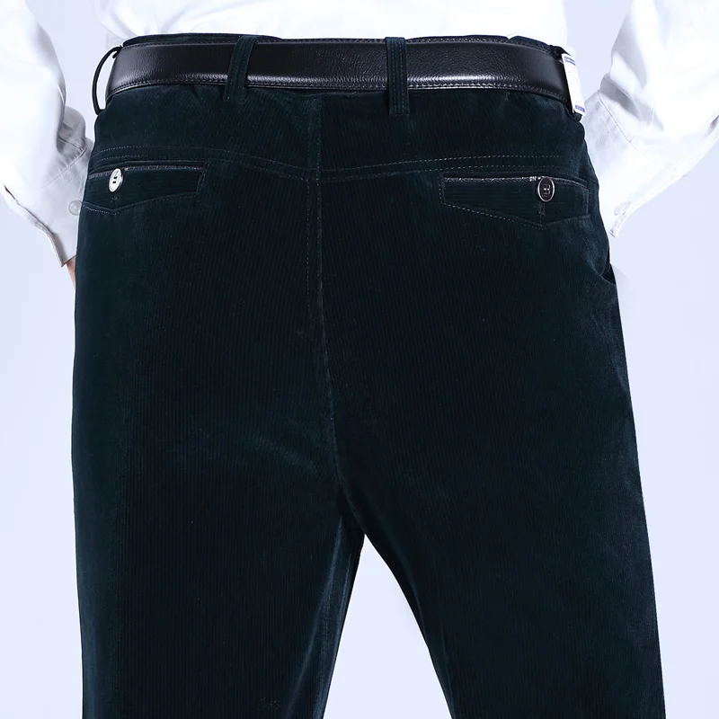 autumn and winter men's thick casual pants corduroy high quality retro fashion straight pants Plus size business trousers