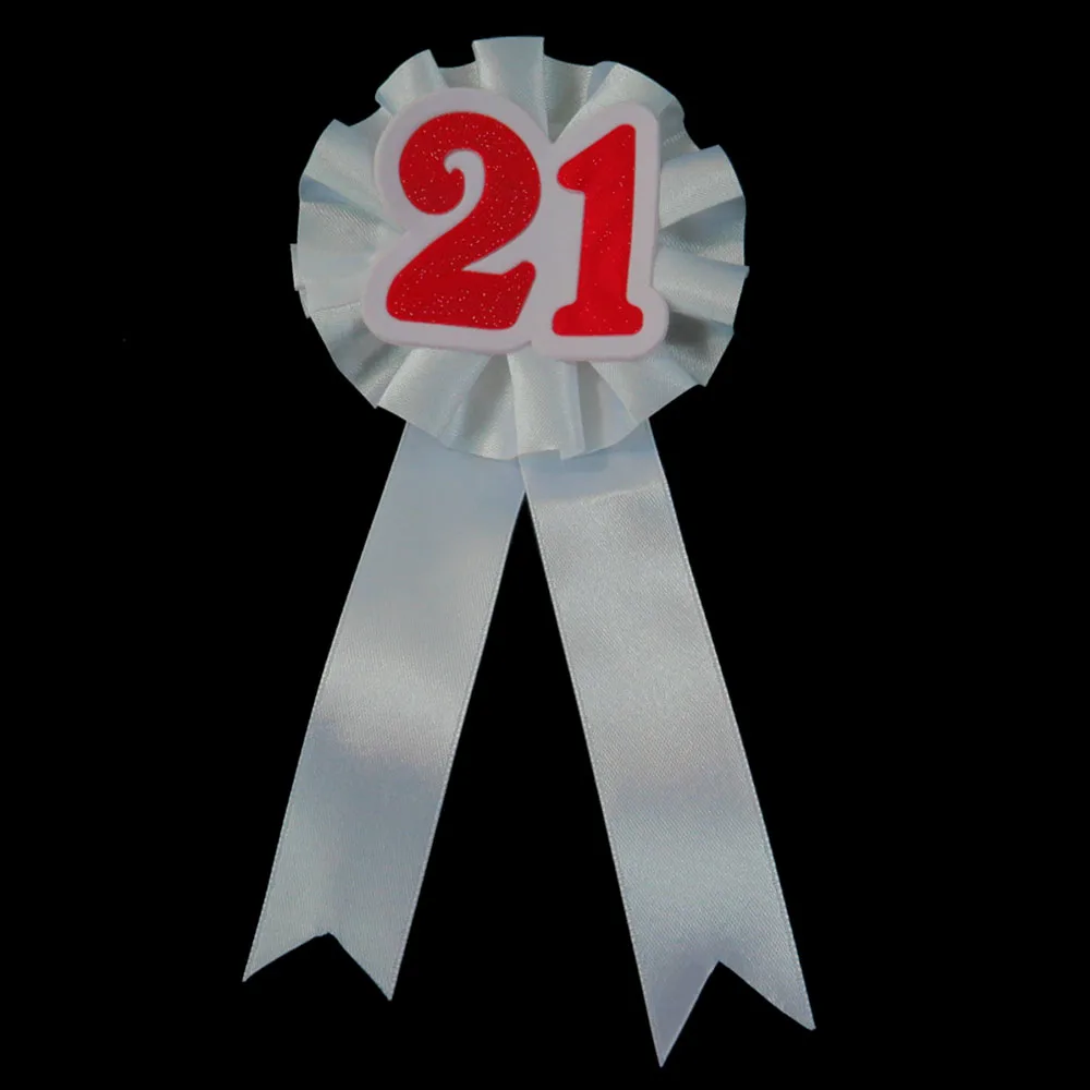 Whiteribbonred21 Белая лента значок на день рождения 21 30 40 50 брошь на день рождения принцесса розовая ткань Блестящий Синий Розовый Девушки пользу для взрослых женщин - Цвет: Whiteribbonred21