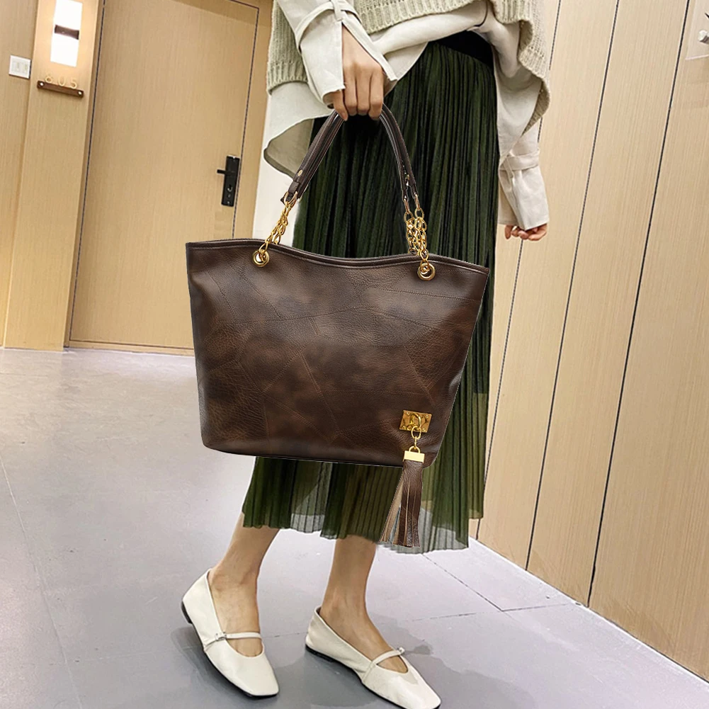 Haa92003e85e84881bdafd59bf9f01c2f6 Fashionable Women Shoulder Bag PU Leather Solid Color with Tassel Women Handbags for Business Shopping Traveling