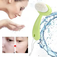 Глубокая чистка с длинной ручкой, Мягкая ручная щетка для чистки лица, кисть для лица зеленого цвета, инструмент для ухода за кожей, инструмент для ухода за лицом, красота