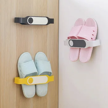 

Wall-mounted Bathroom Wall Slippers Rack Shoe Storage Rack Household Wall Shelf Free Perforated Toilet Slipper Organiser Plastic