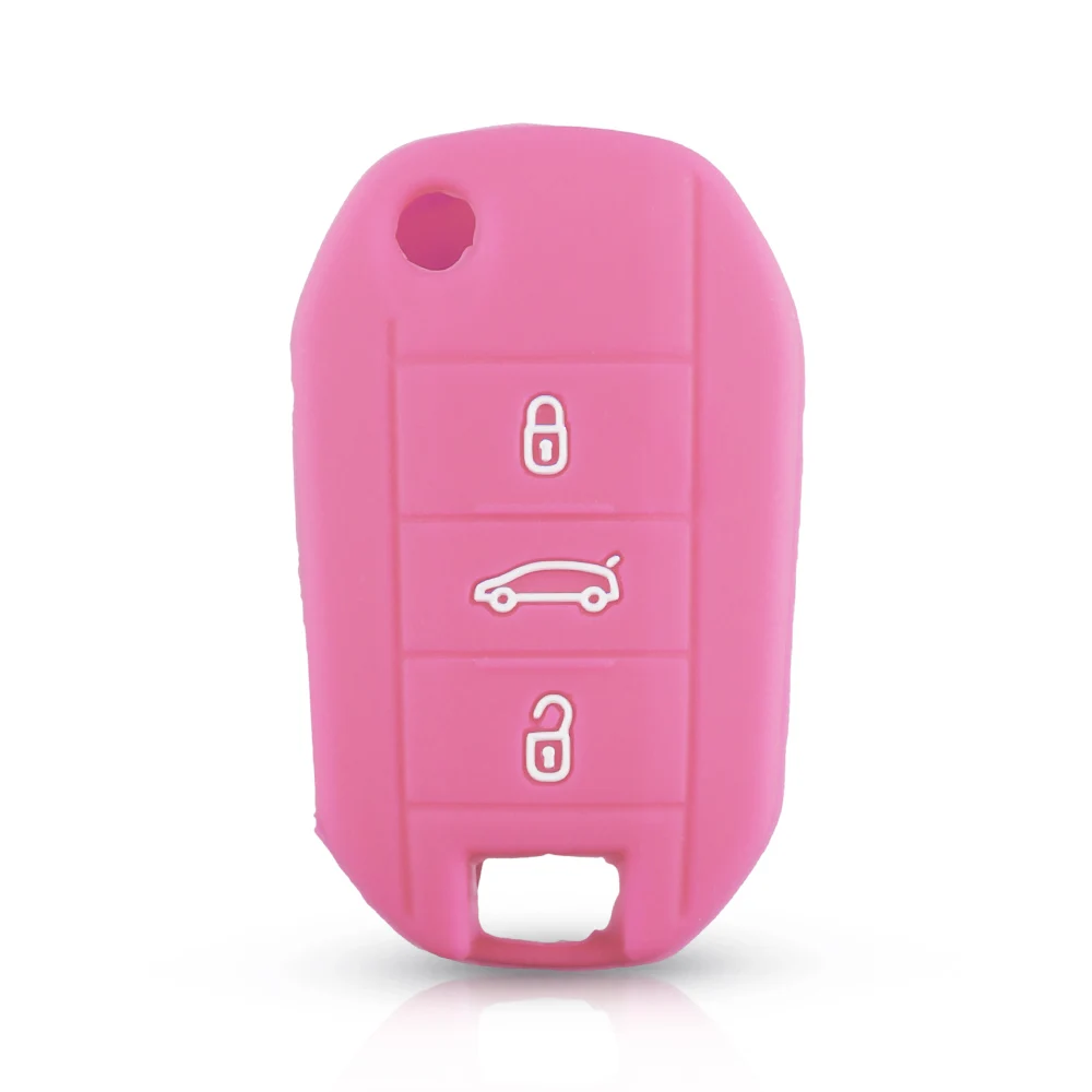 Розовый KEYYOU 30 шт. силиконовый чехол для ключей для Citroen C4 C5 C3 C4L peugeot 508 301 2008 3008 408 флип-ключ для автомобиля чехол сумка держатель - Название цвета: Розовый
