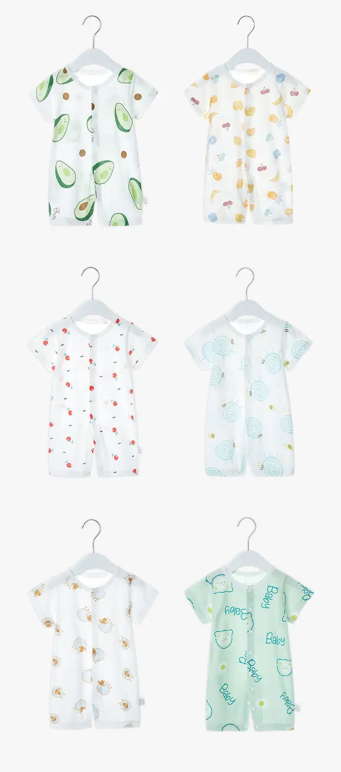0-12M Unisex Newborn Baby Clothe Summer Thin Cotton Baby Romper Baby Boys Girls Short Sleeve Jumpsuit Playsuits Overalls Outfits bright baby bodysuits	