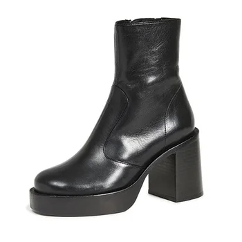 

Women Boots New 2021 Autumn Winter High Heels Platform Shoes Woman Ankle Boots Genuine Leather Dress Party Shoes Pumps Size 39