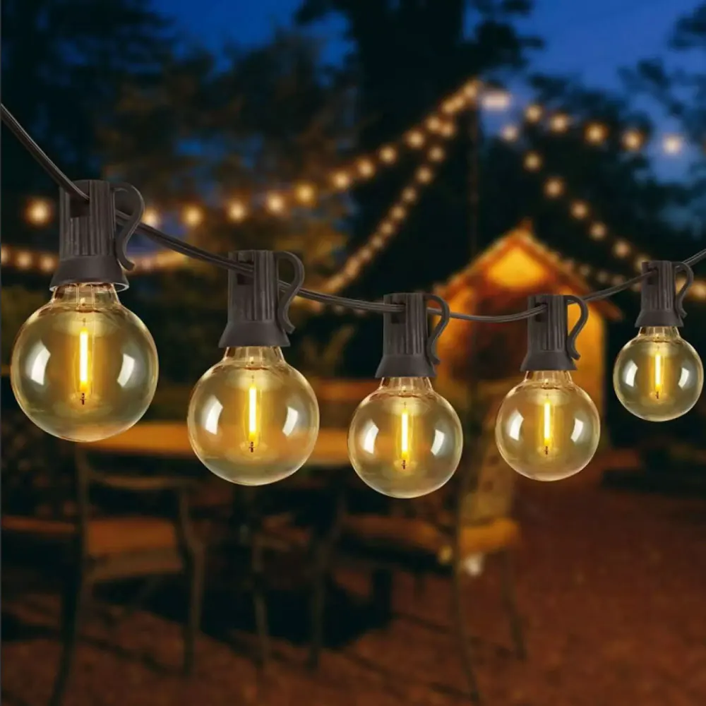 Solar String Lights Outdoor G40 Patio Lights,USB Recharger, 8Light Mode ,Shatterproof Bulbs , Weatherproof Hanging Light solar step lights