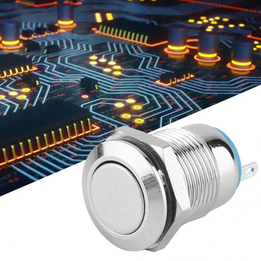 

50pcs 12mm Flat Head Button Switch 2-Pin Auto Reset Metal Momentary Push Button Switch