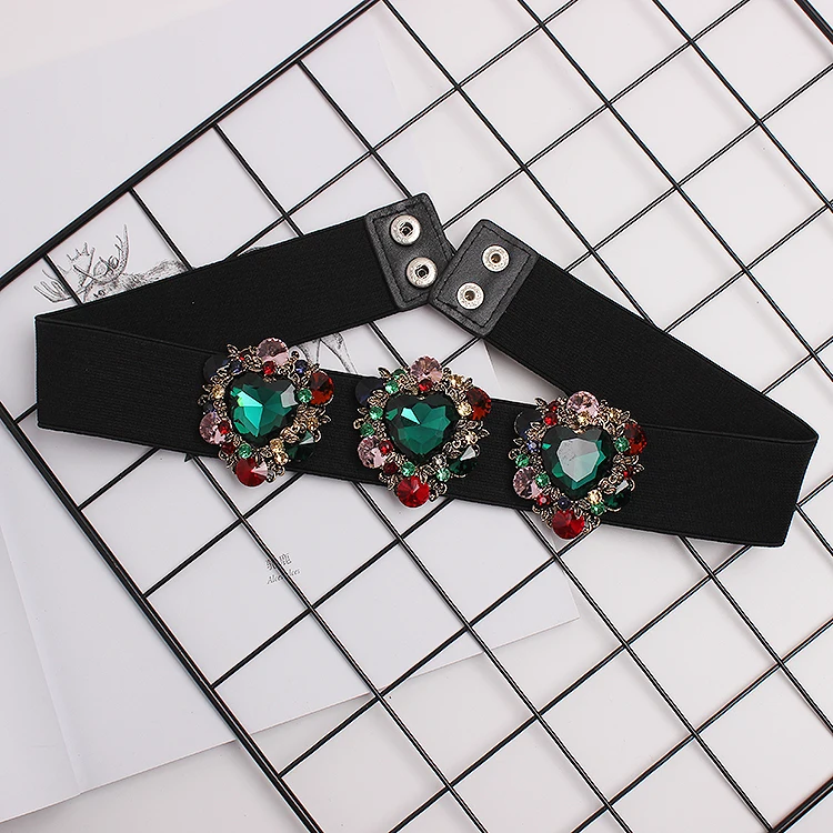New Rhinestone Belt full crystal wide waistband decorated female body sculpting band designer wide elastic women belts SC46