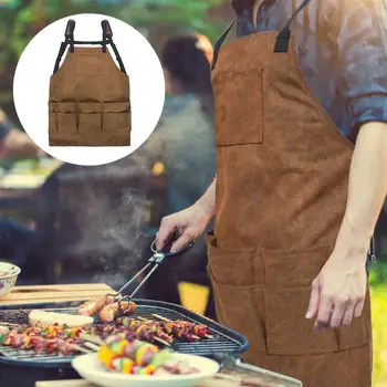 

Professional And Vintage Look Tool Apron Adjustable Heavy Duty Canvas Work Apron With Pockets For Men Women