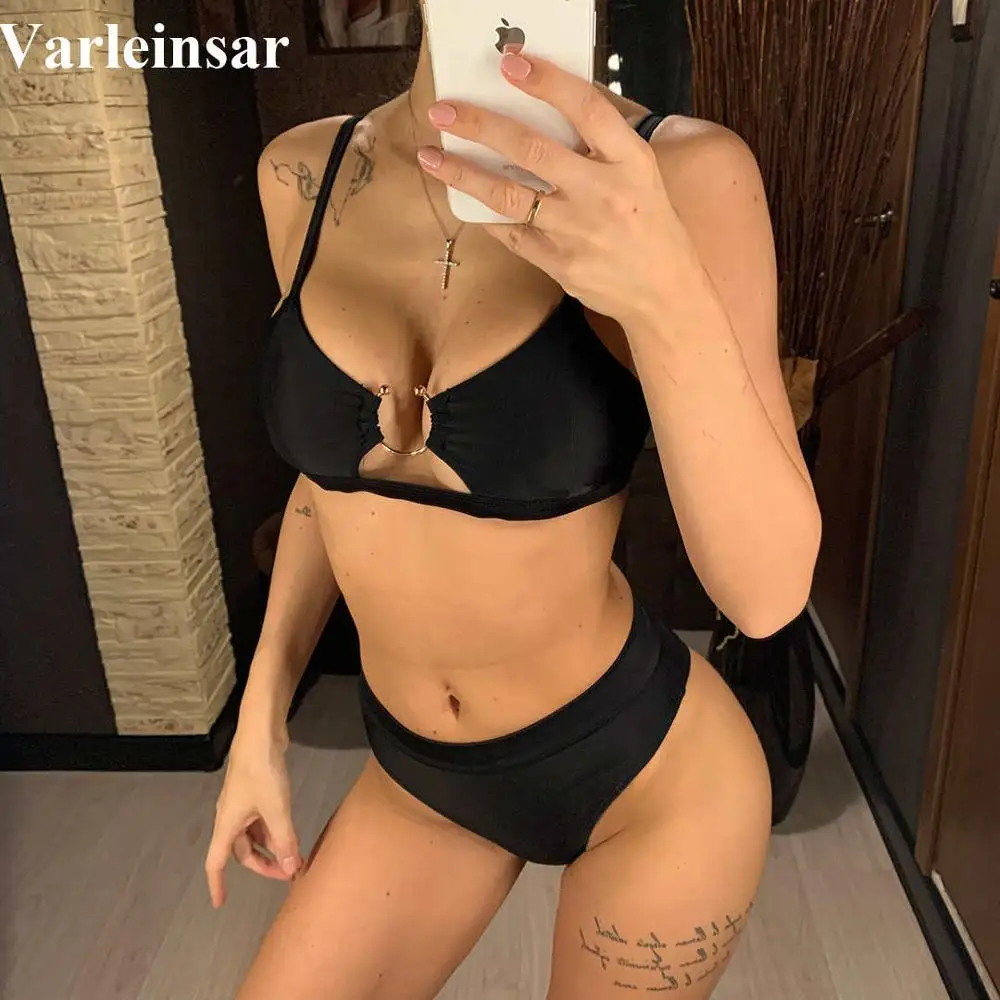 Swimsuit Women Bikini-Set High-Waist NEW V1712G 11-Colors Cut-Out