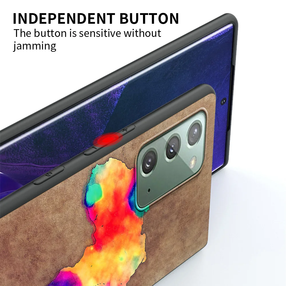 Silicone Black Phone Case with Painted Africa Map Design