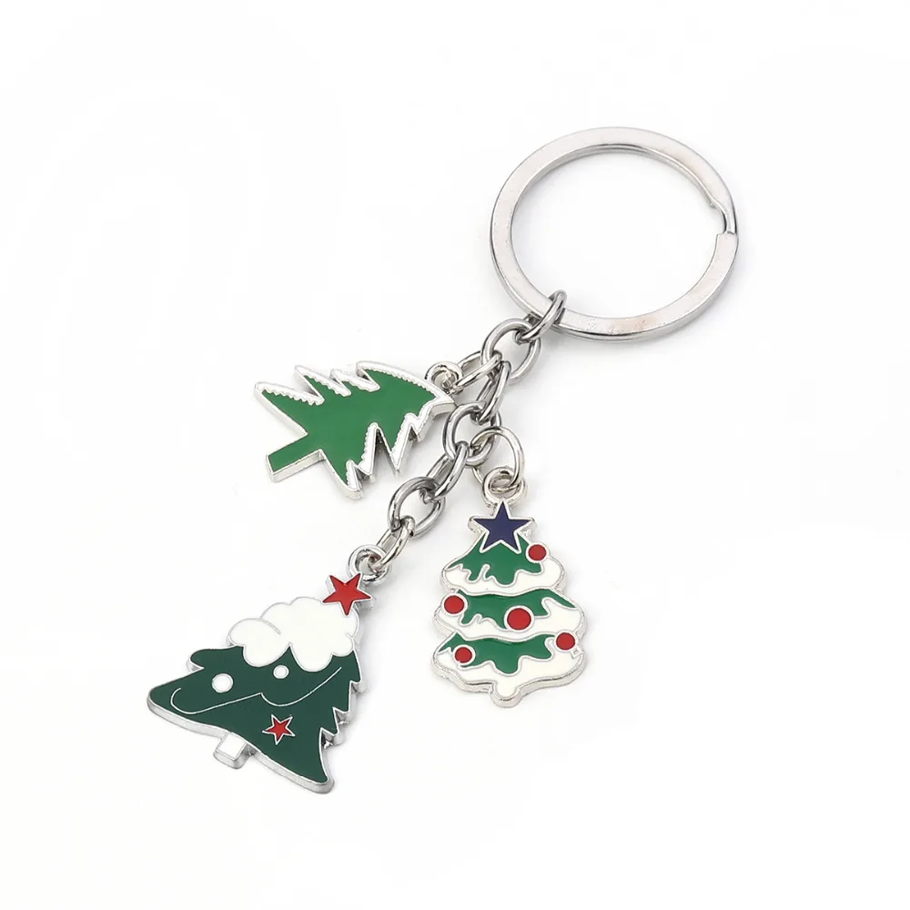 Doreen Box Рождественская цепочка для ключей с Санта-Клаусом и брелоком тусклый серебряный цвет многоцветный зеленая Рождественская елка снежинка эмаль, 1 шт