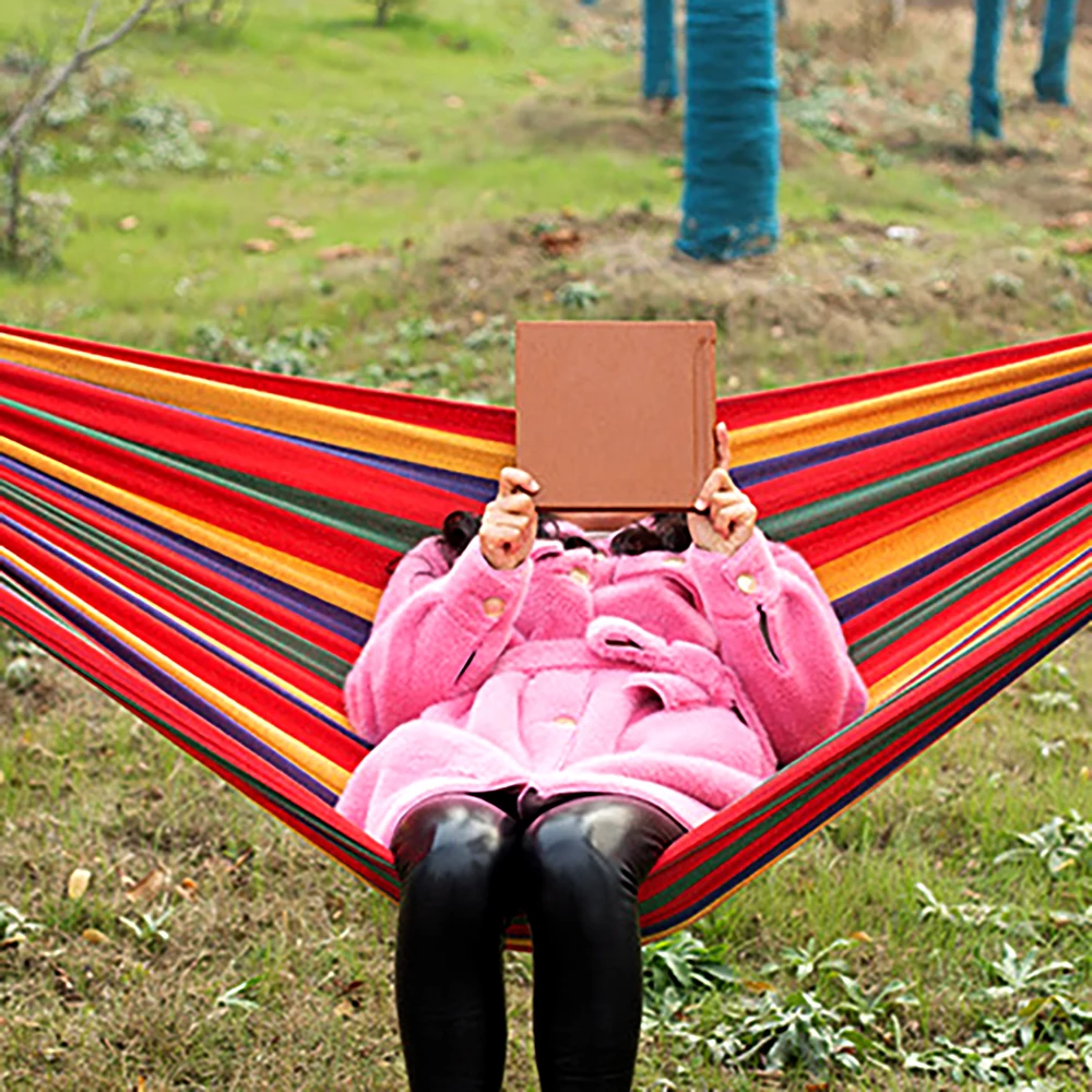 Portable Hanging Hammock Indoor Home Bedroom Hammock Lazy Chair Travel Outdoor Camping Swing Chair Thick Canvas Bed Hammocks