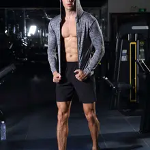 Стиль осень и зима Мужская однотонная с капюшоном с длинным рукавом полностью на молнии Светоотражающая футболка имеет эластичность Тонкий женский Swea