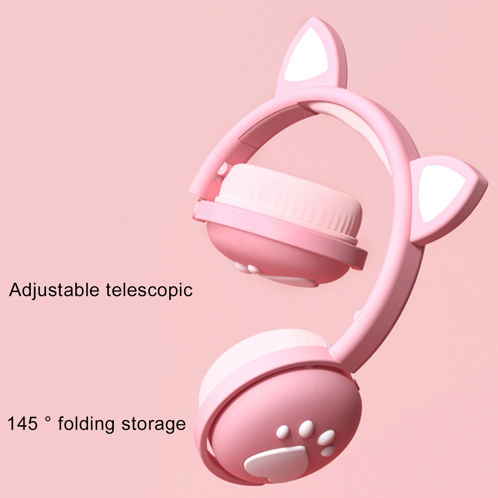 Best Gift Bluetooth 5 0 Headphones LED Cat Ear Foldable Headset HiFi Stereo bass With Mic 3 5mm plug For Girls Kids Headphone