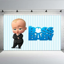 Boss Baby Shower 1-й фон на день рождения для мальчиков белый и синий полосатый тематические фоны для фотостудии 7x5FT