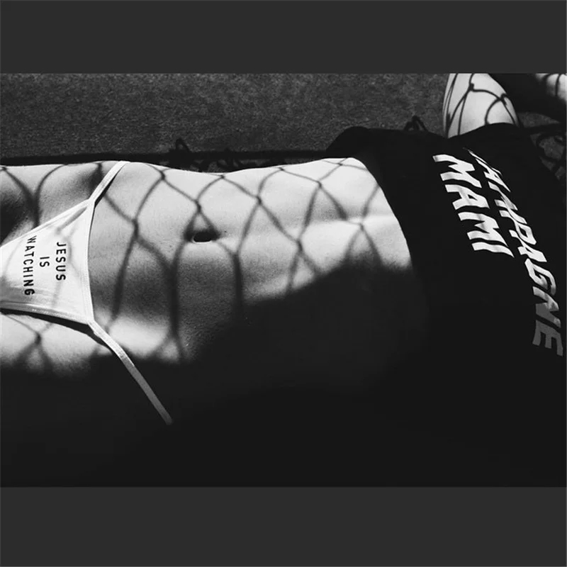 

Meihuida Women Erotic Sexy Low Waist Cheeky V-string Solid Briefs Panties Thongs G-string Underwear JESUS IS WATCHING Panties