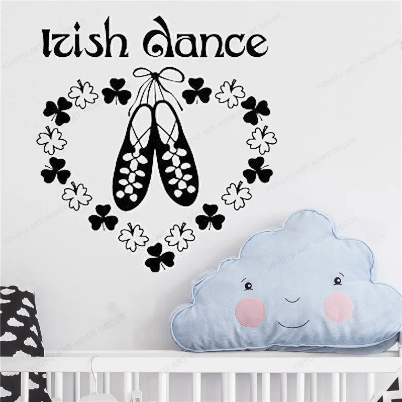 Autocollant Mural De Danse Irlandais En Vinyle Design De Chaussures Decor De Studio De Danse Scene Celtique Decoration Murale Hj470 Aliexpress
