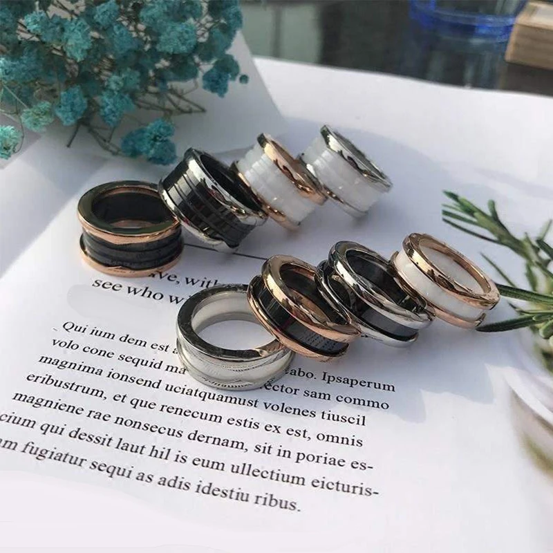 

Original brand female male titanium steel ring white black ceramic BV ring spring wedding replica ring Huanbao 5-12 couples
