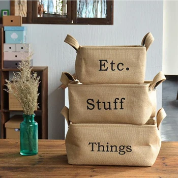 

New Jute Fiber Retro Storage Basket Foldable Multi-size Laundry Basket Kids Toy Sundries Cat Storage Basket/Bucket Organization