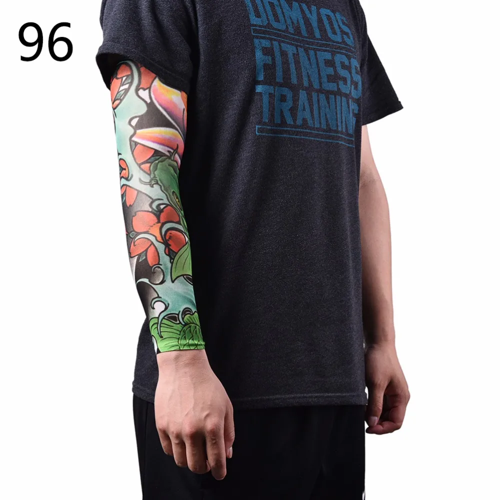 Elastic Tattoo Sleeves Nylon Arm Warmer Stockings Temporary Tattoo Sleeves Sport Skins Sun Protective Men Seamless Fake sun protection arm sleeves ice arm sleeves