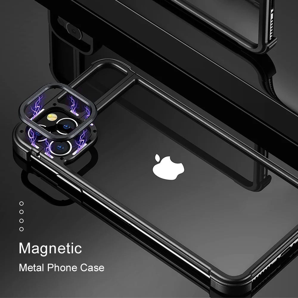 New Metal Frame Phone Case For Iphone11 11pro Magnetic Attraction Bare Machine Feel Drop-proof Phon