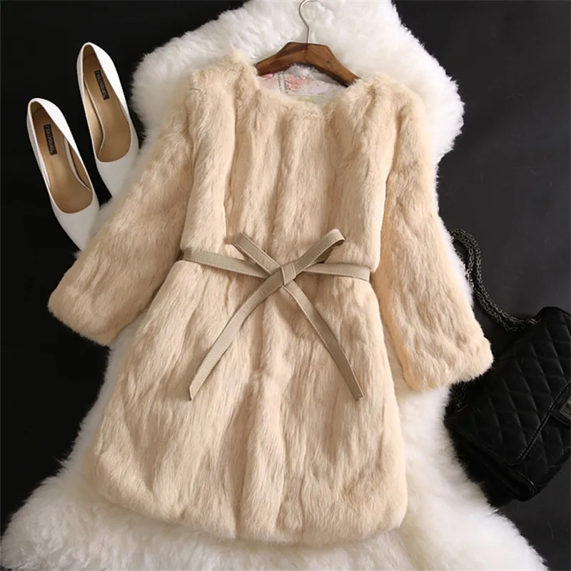 

2020 New Arrival Warm Winter Jacket Women Rabbit Fur Coat Female Long Jackets Solid Women's Coats Casaco Feminino WXF430