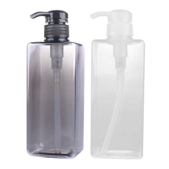 

2pcs/set 600ml Shower Gel Bottles Containers Plastic Pump Bottles Refillable Shampoo Container Liquid Bottle for Home Bathroom