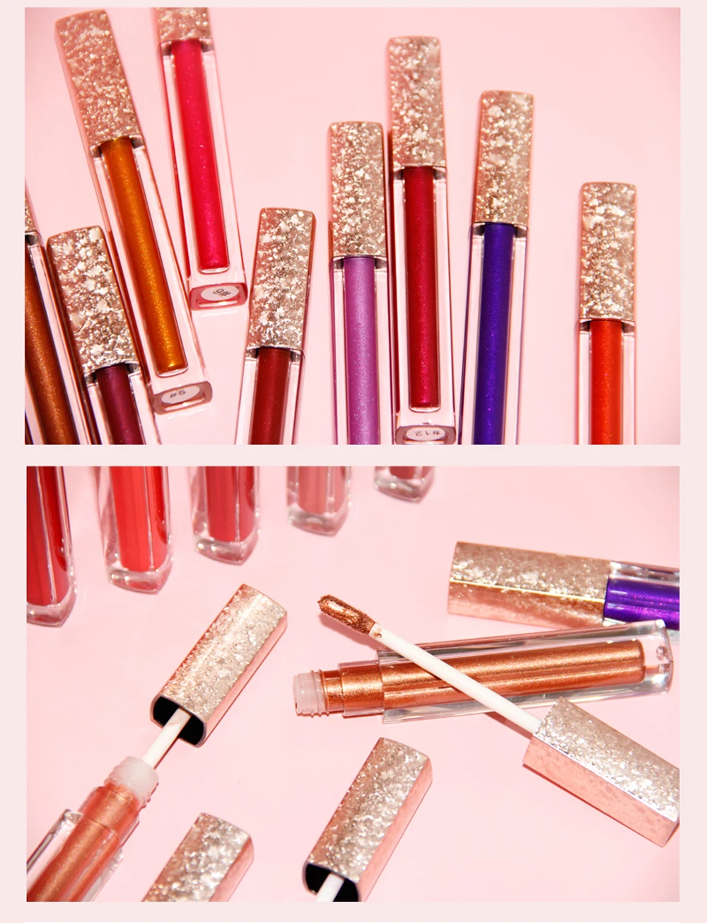 natural metallic lip gloss private label lipgloss popular waterproof liquid lipstick tubes bulk makeup custom logo no brand