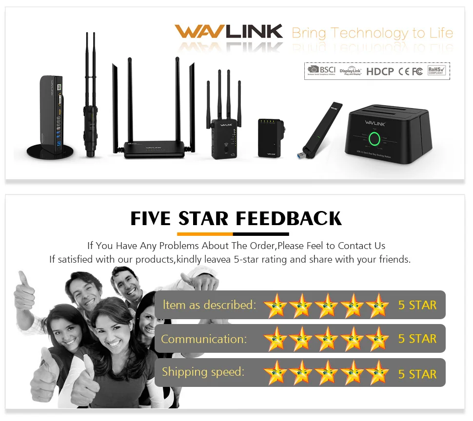 Wavlink WiFi Router N300 Wireless Wi-Fi Router 4x5dBi High Power Antennas 2.4GHz Band 300mbps Repeater with Smart APP easy setup