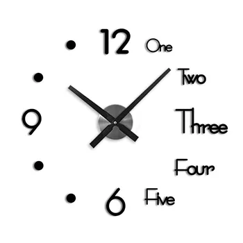 

1pc Large Wall Clock Sticker 3d Wall Big Clock Modern DIY Large Wall Clock Sticker Home Office Room Decor